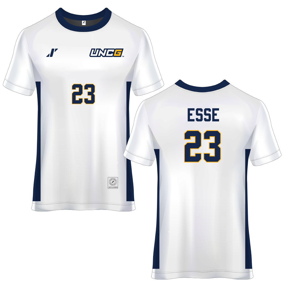 UNC Greensboro White Soccer Jersey - #23 Claire Esse