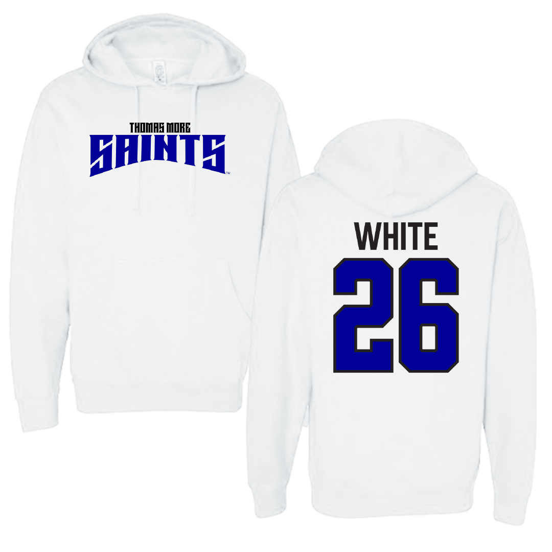 Thomas More University Lacrosse White Classic Hoodie - #26 Whitney White