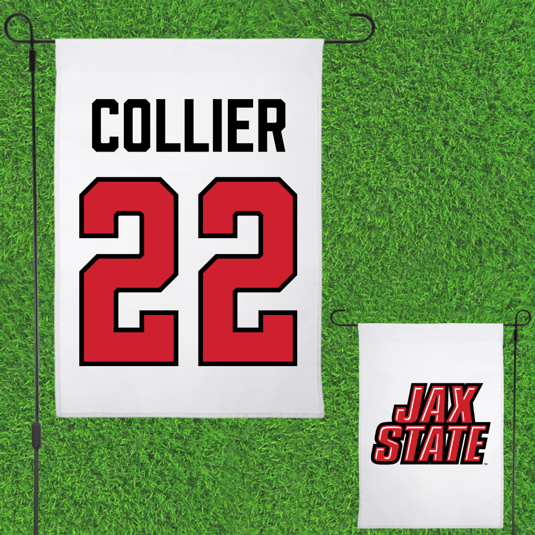 Jacksonville State University Football White Garden Flag - #22 Travis Collier