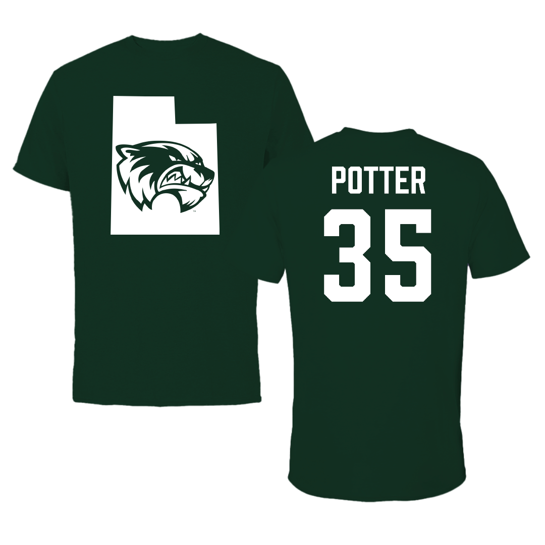 Utah Valley University Basketball Forest Green State Performance Tee - #35 Ethan Potter
