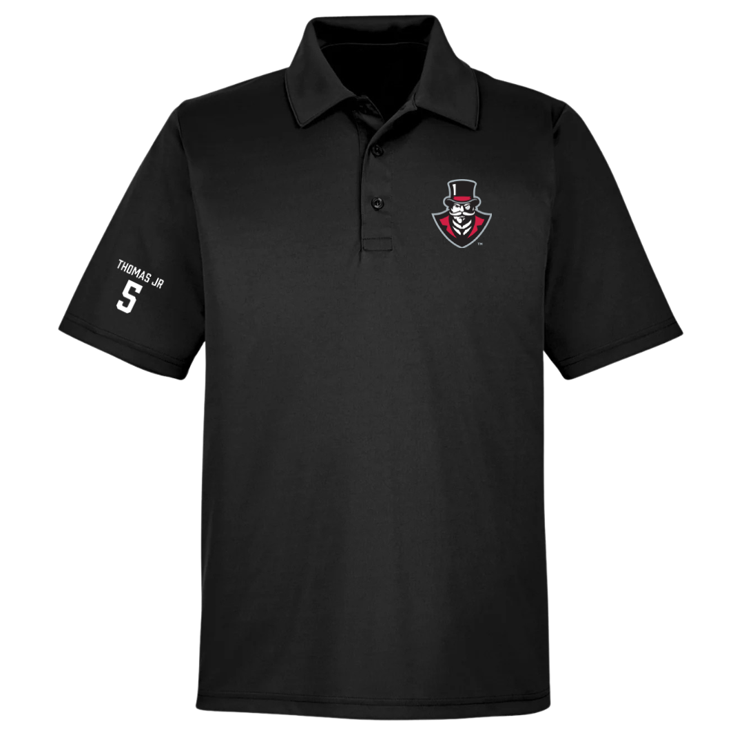 Austin Peay State University Football Black Polo - #5 Rashaud Thomas Jr