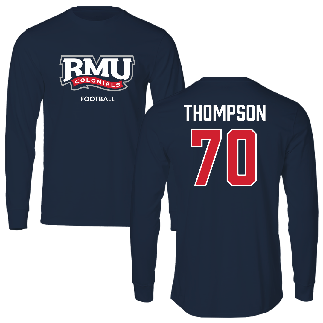 Robert Morris University Football Navy RMU Performance Long Sleeve - #70 Dante Thompson