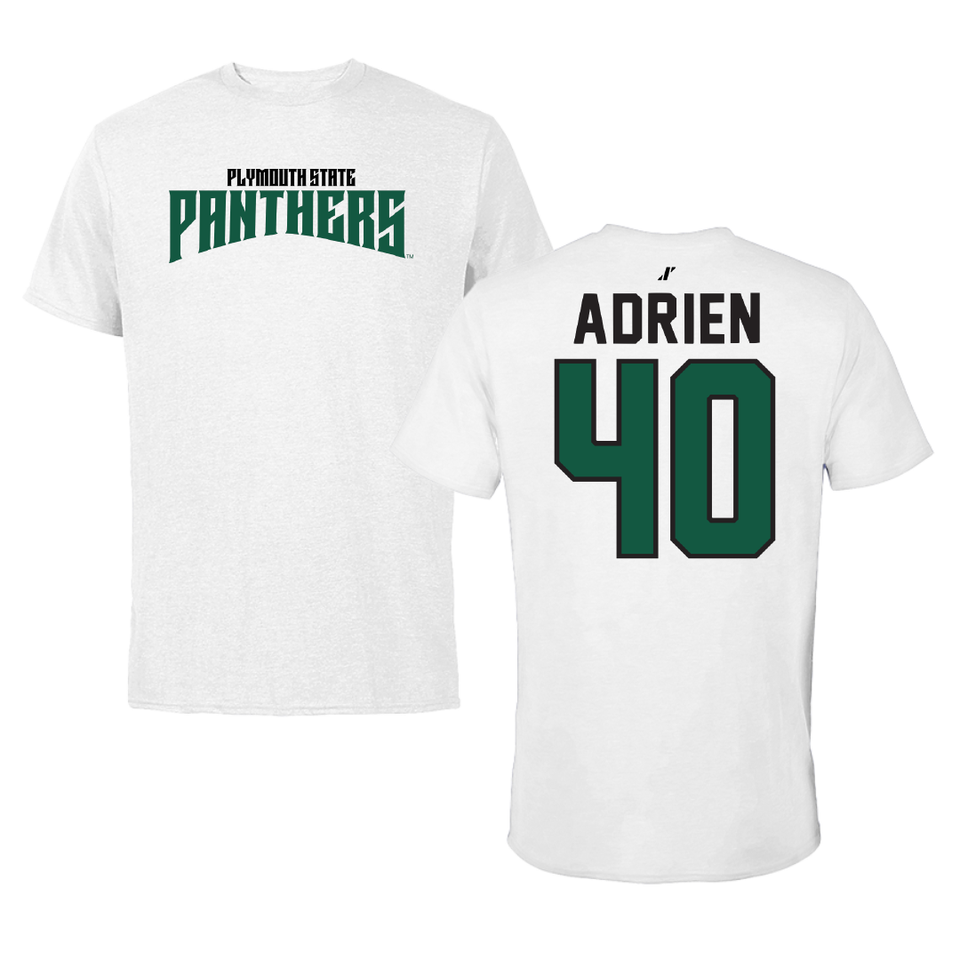 Plymouth State University Baseball White Classic Tee - #40 Jacob Adrien