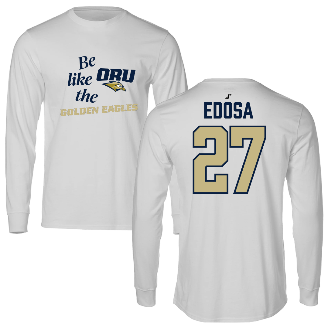 Oral Roberts University Soccer Light Gray Be Like Us Performance Long Sleeve - #27 Precious Edosa