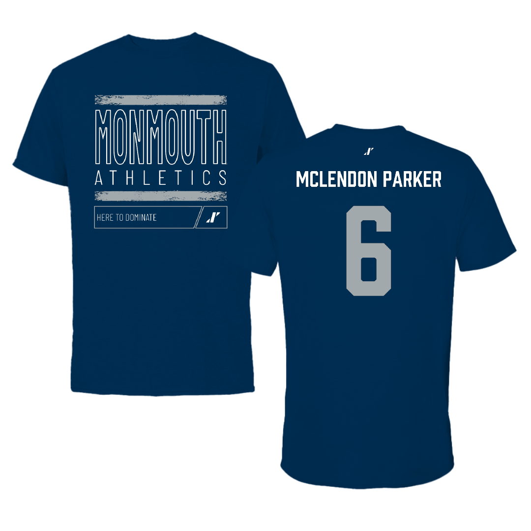 Monmouth University Football Navy Dominate Performance Tee - #6 Jaiden McLendon Parker