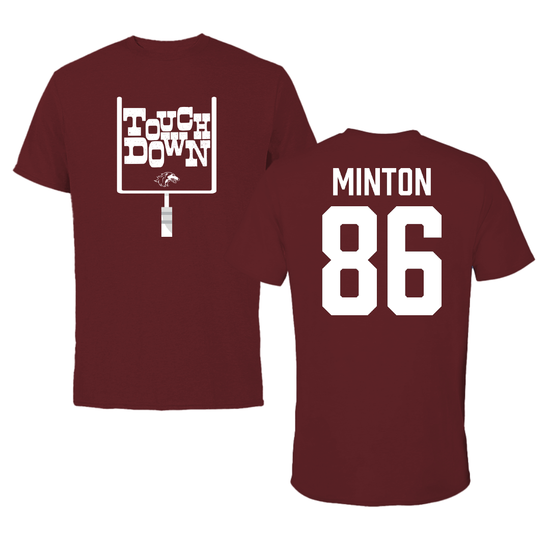 Southern Illinois University at Carbondale Football Maroon Touchdown Performance Tee - #86 Logan Minton