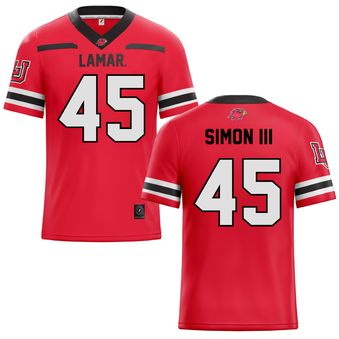 Lamar University Red Football Jersey - #45 Albert Simon III