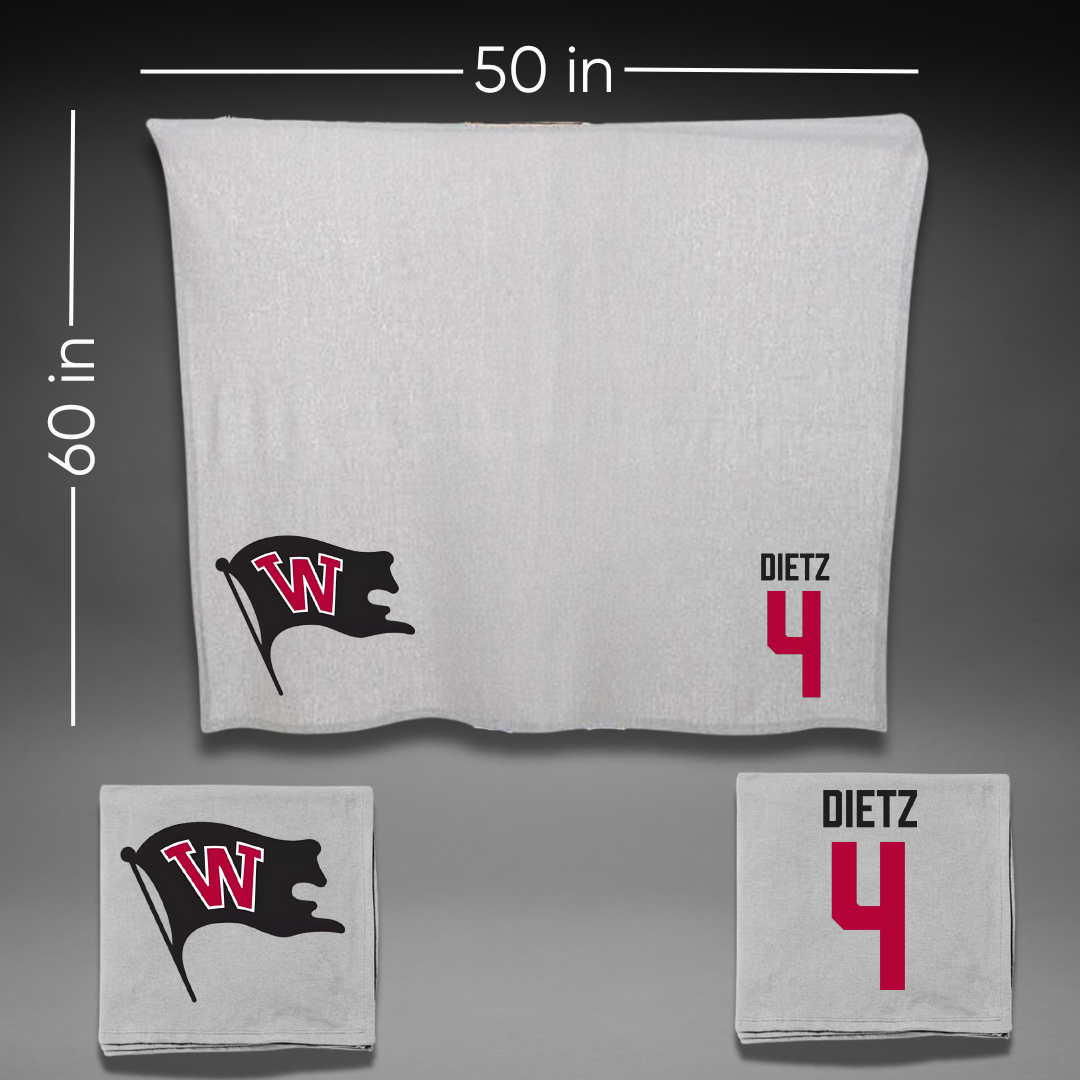 Whitworth University Football Gray Blanket - #4 Deacon Dietz