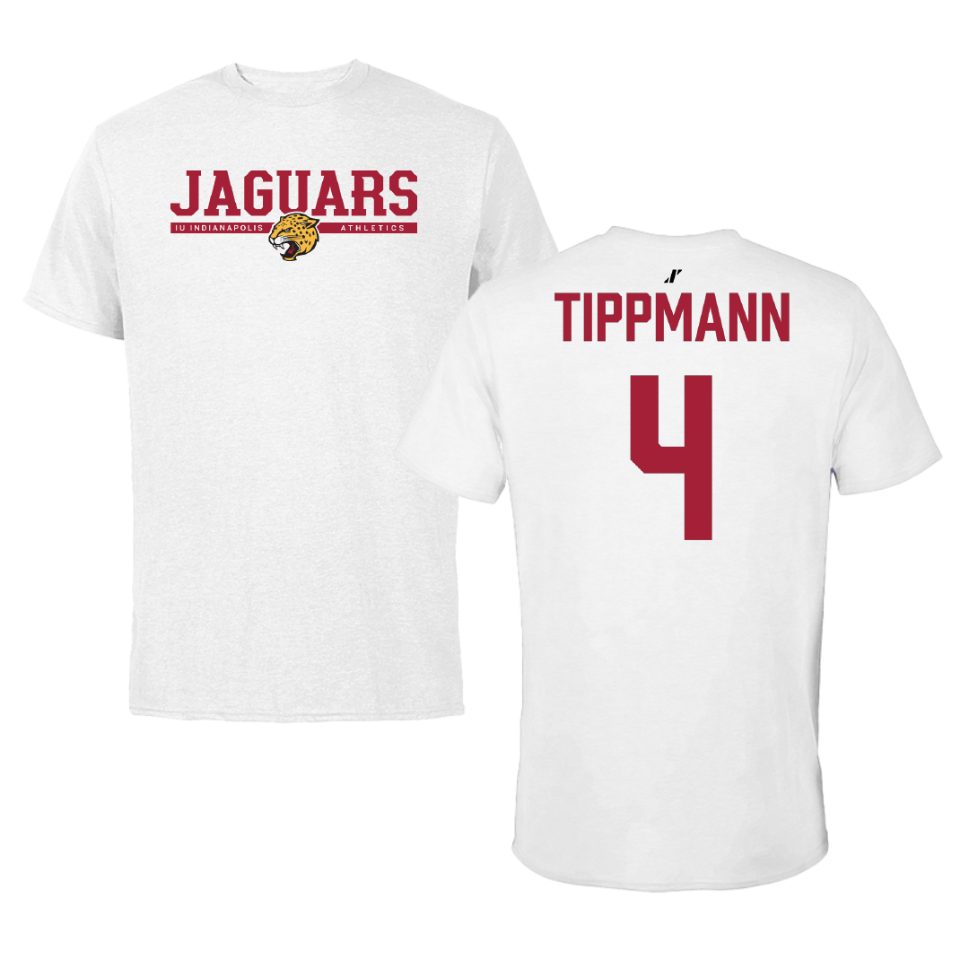 Indiana University Indianapolis Volleyball White Tee - #4 Jillian Tippmann
