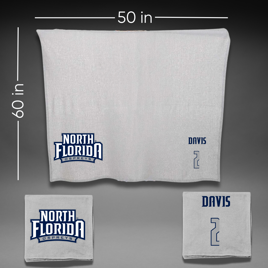 University of North Florida Basketball Gray Blanket - #2 Claire Davis