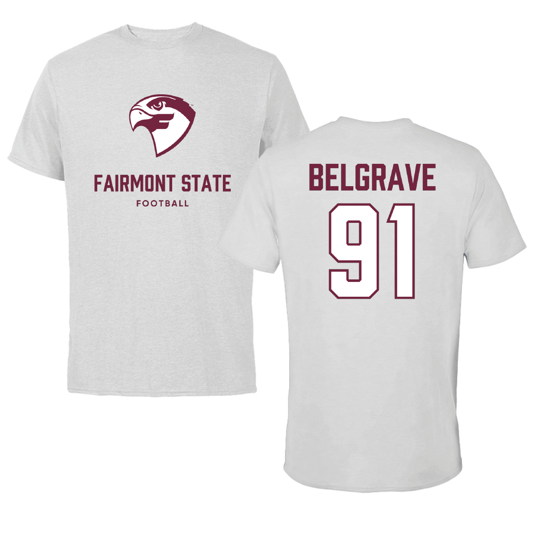 Fairmont State University Football Light Gray Performance Tee - #91 Emmanuel Belgrave