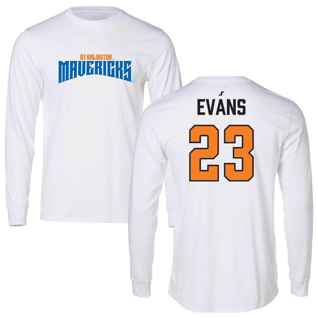University of Texas at Arlington Baseball White Classic Performance Long Sleeve - #23 Zach Evans