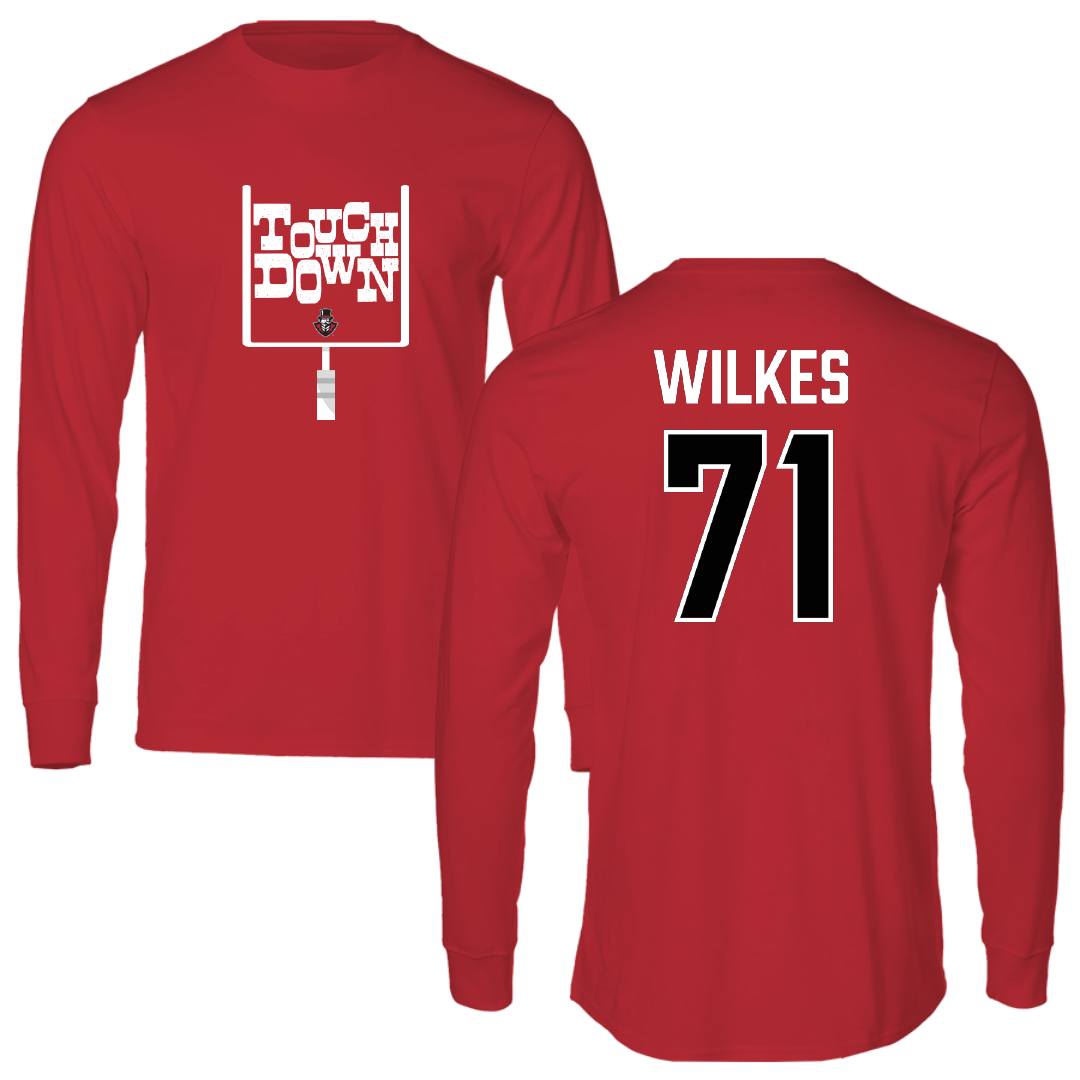Austin Peay State University Football Red Touchdown Performance Long Sleeve - #71 Harrison Wilkes