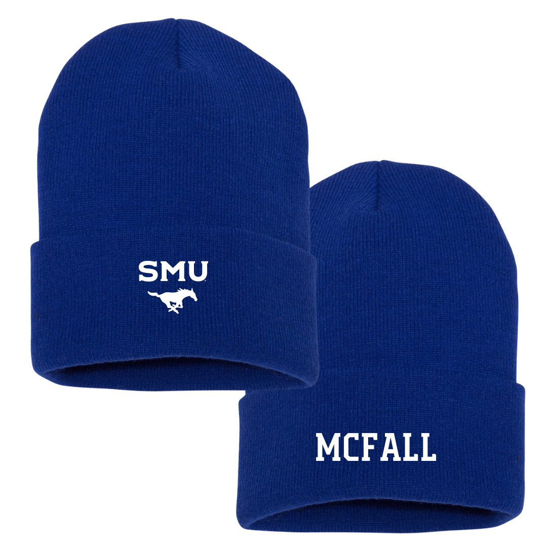 Southern Methodist University Football Blue Beanie - #20 Derrick McFall