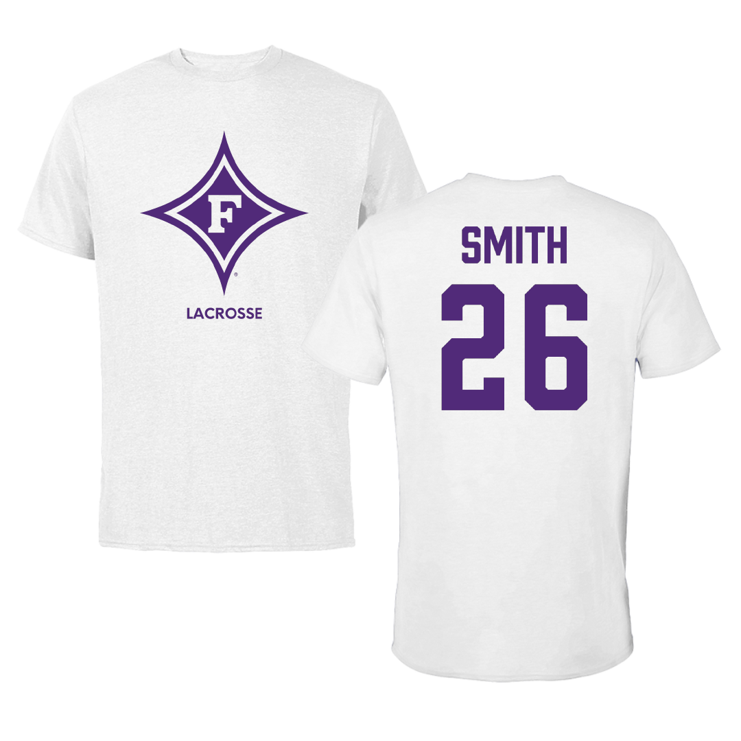 Furman University Lacrosse (W) White Performance Tee - #26 Audrey Smith