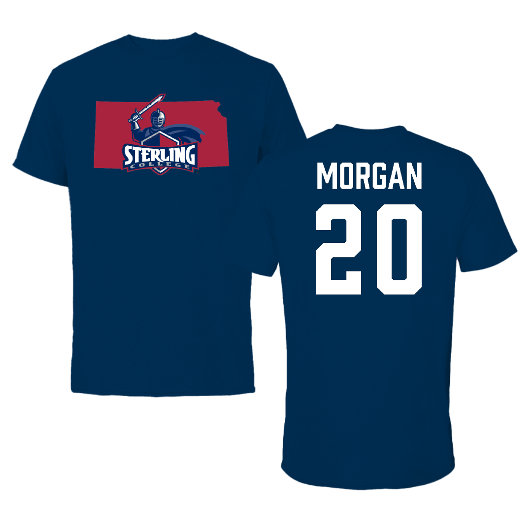 Sterling College Football Navy State Tee - #20 Ryan Morgan
