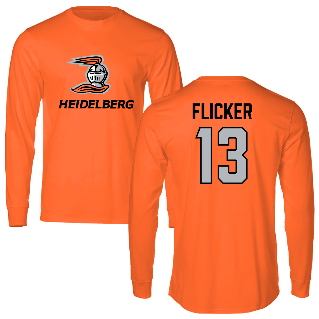 Heidelberg University Football Orange Performance Long Sleeve - #13 Mason Flicker