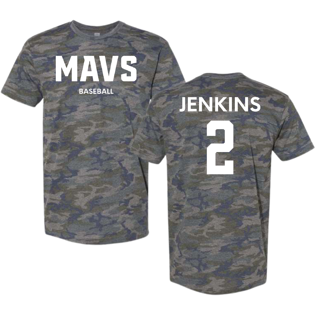 Mercy University Baseball Vintage Camo Tee - #2 Andre Jenkins