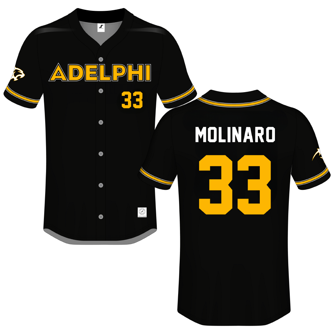 Adelphi University Black Button-Down Jersey - #33 Bobby Molinaro