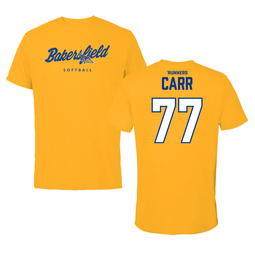 California State University-Bakersfield Softball Gold Performance Tee - #77 Cailee Carr