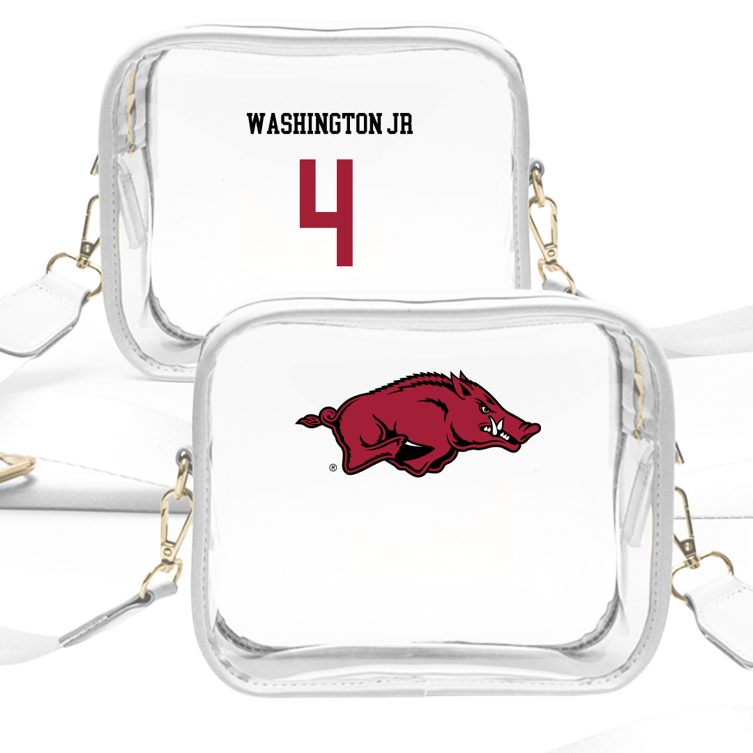 University of Arkansas Football White Clear Stadium Bag - #4 Mike Washington Jr