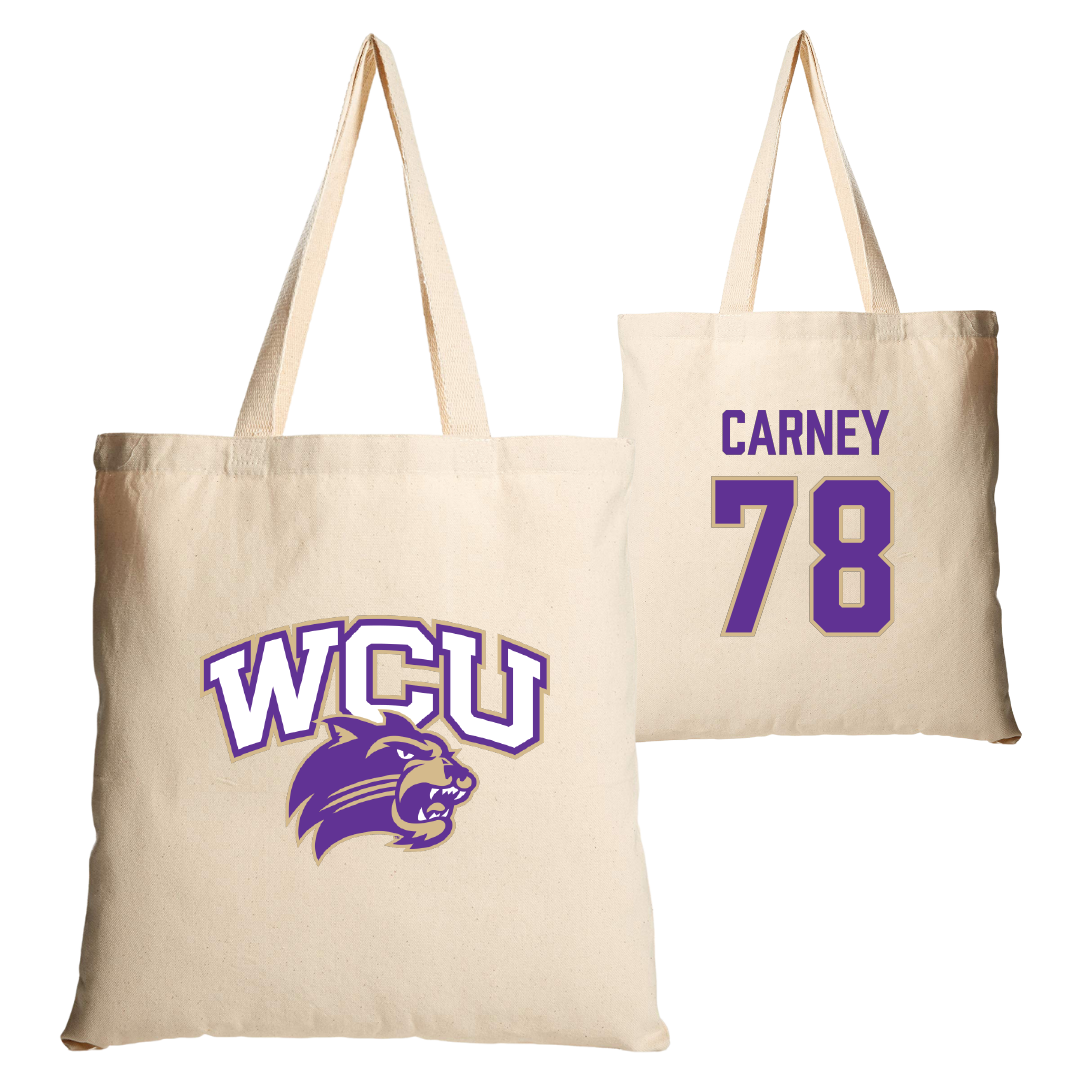 Western Carolina University Football Tan Canvas Tote Bag - #78 Evan Carney