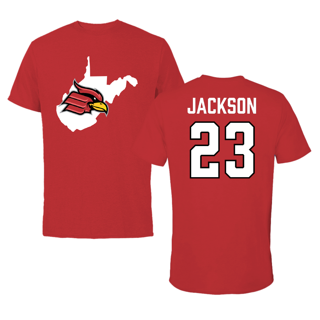 Wheeling University Football Red State Performance Tee - #23 Brett Jackson