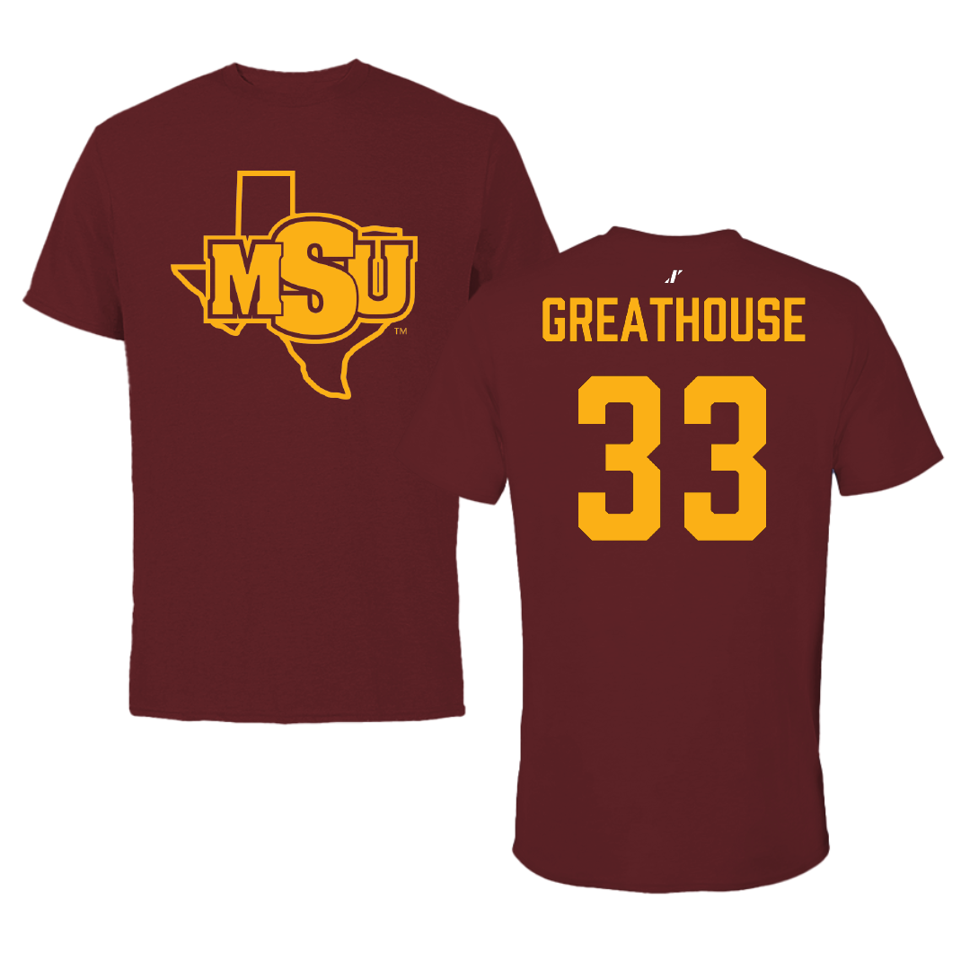 Midwestern State University Basketball (W) Maroon Performance Tee - #33 Katy Greathouse