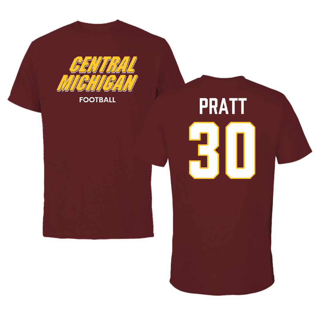Central Michigan University Football Maroon Performance Tee - #30 Ben Pratt