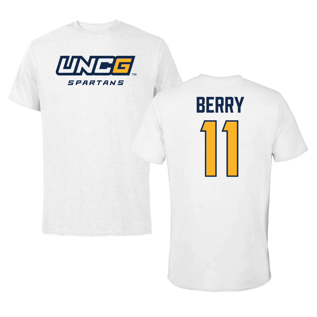 UNC Greensboro Baseball White Tee - #11 Tanner Berry