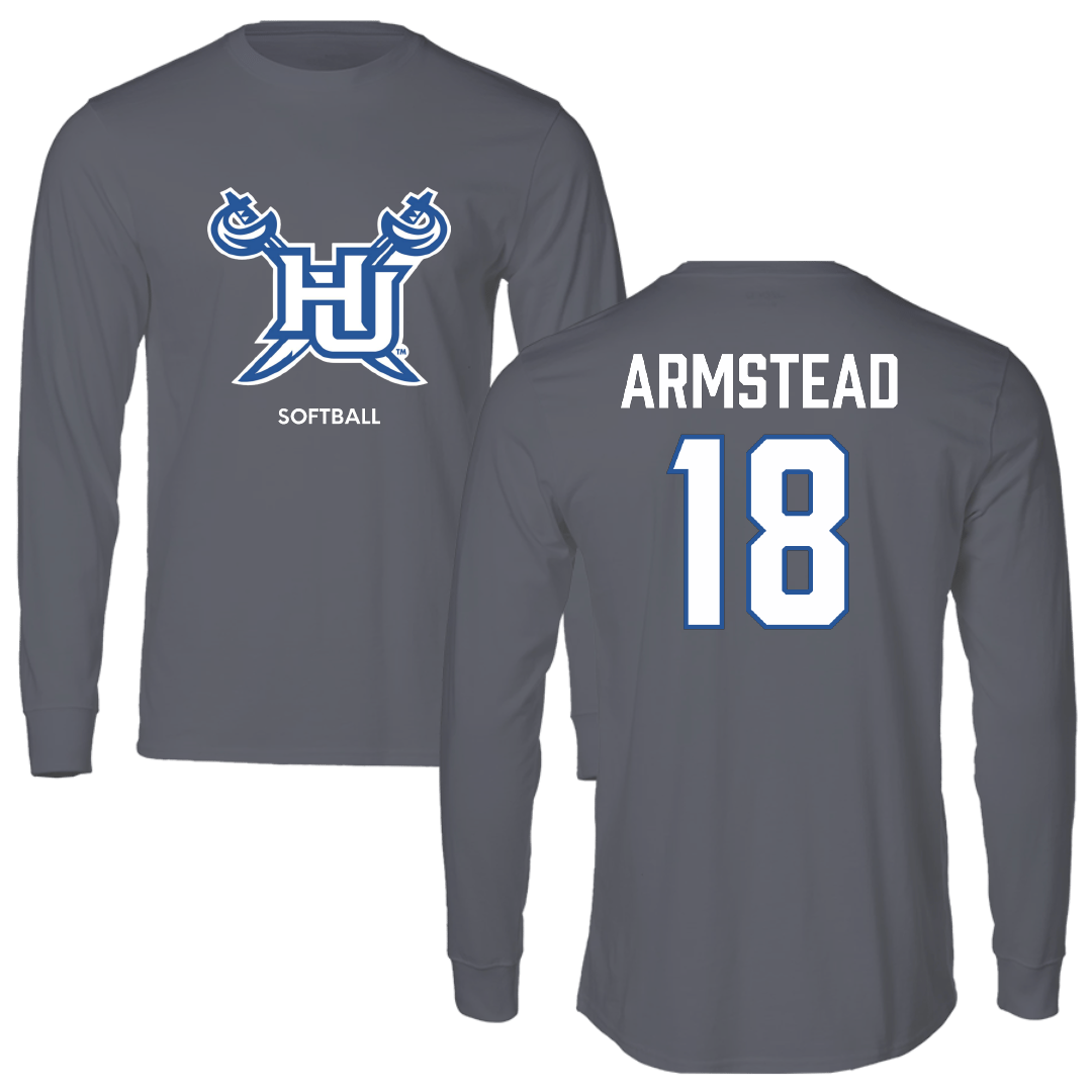 Hampton University Softball Dark Gray Performance Long Sleeve - #18 Santrea Armstead
