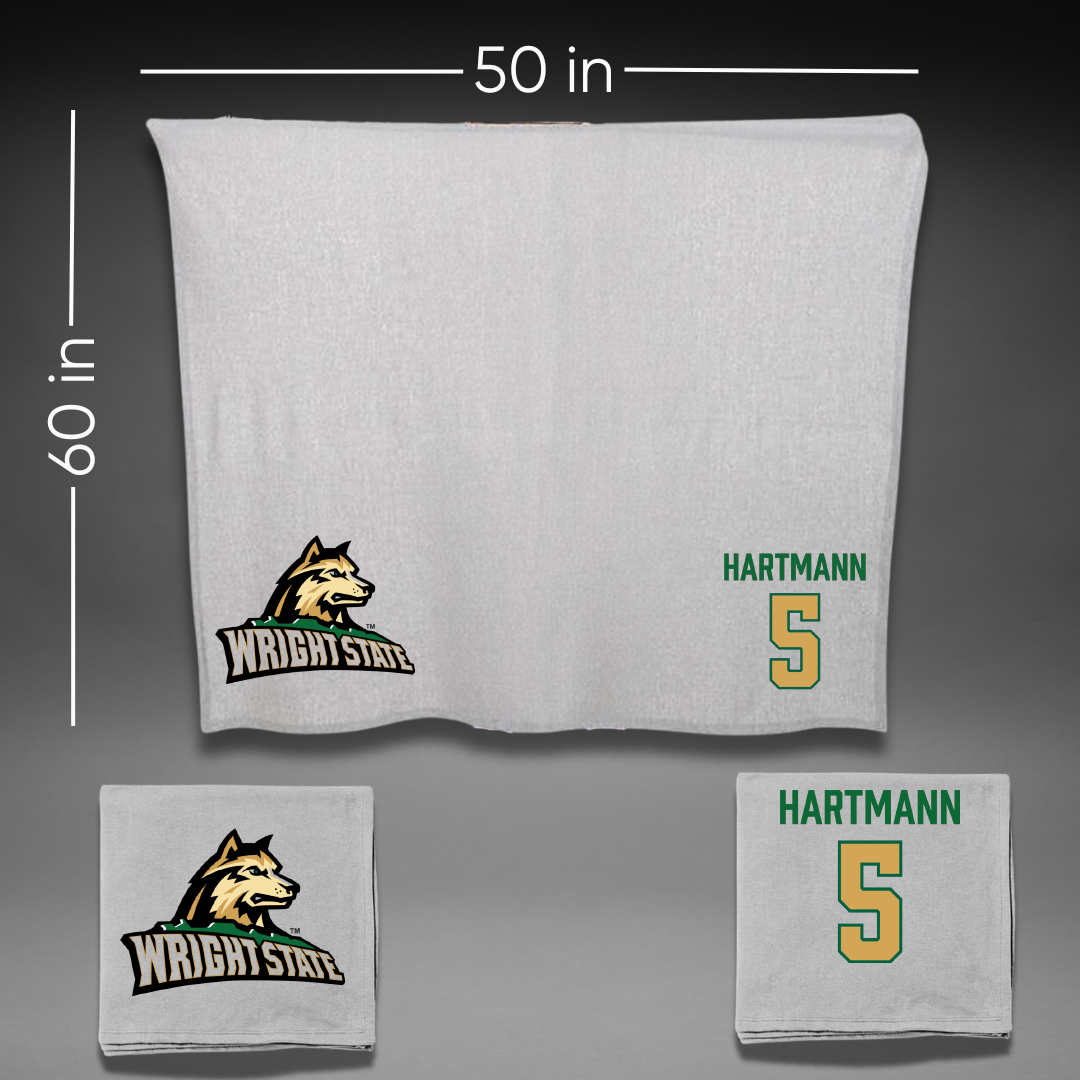 Wright State University Soccer Gray Blanket - #5 Mariella Hartmann