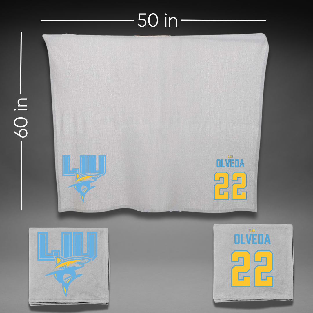 Long Island University Football Gray Shark Blanket - #22 Giancarlo Olveda