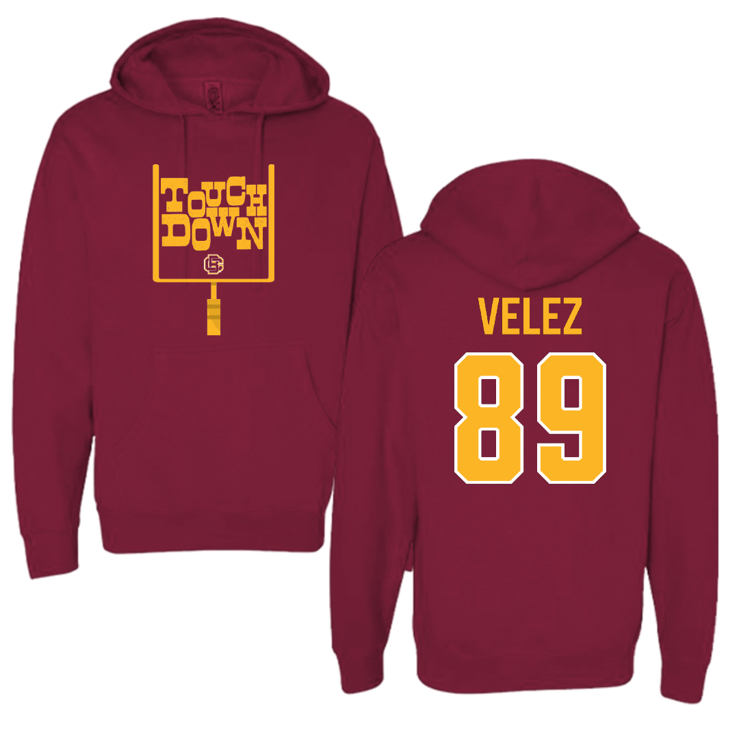 Bethune-Cookman University Football Maroon Touchdown Hoodie - #89 Marcus Velez