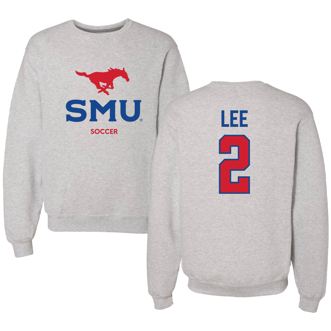 Southern Methodist University Soccer (W) Light Gray Crewneck - #2 Kaya Lee