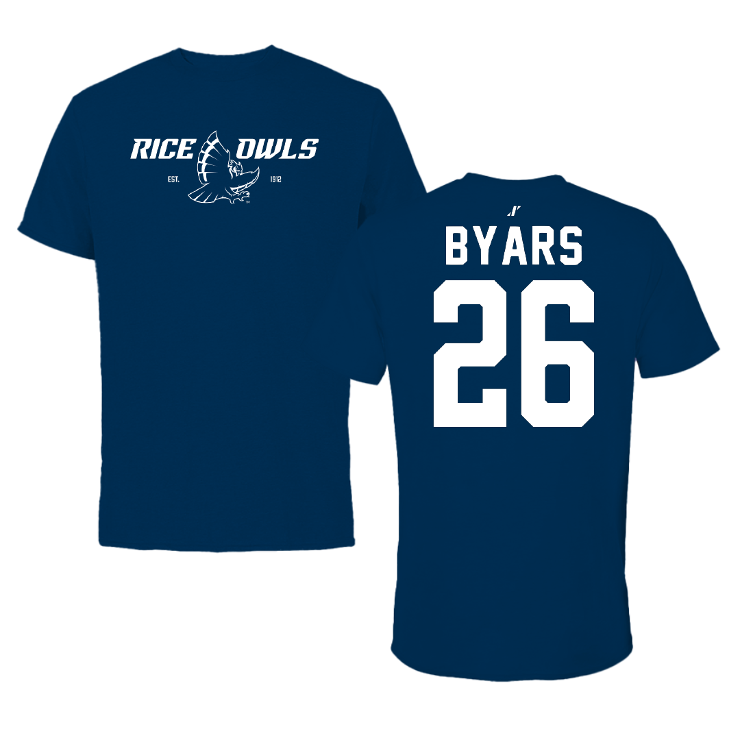 Rice University Football Navy General Performance Tee - #26 Tyvonn Byars