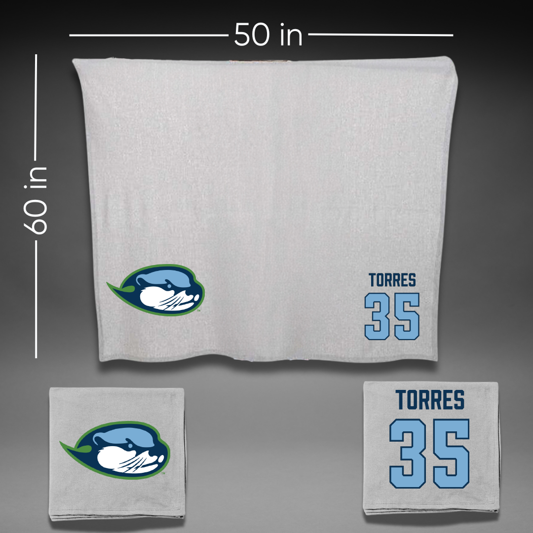 Cal State Monterey Bay Baseball Gray Blanket - #35 Mitchell Torres
