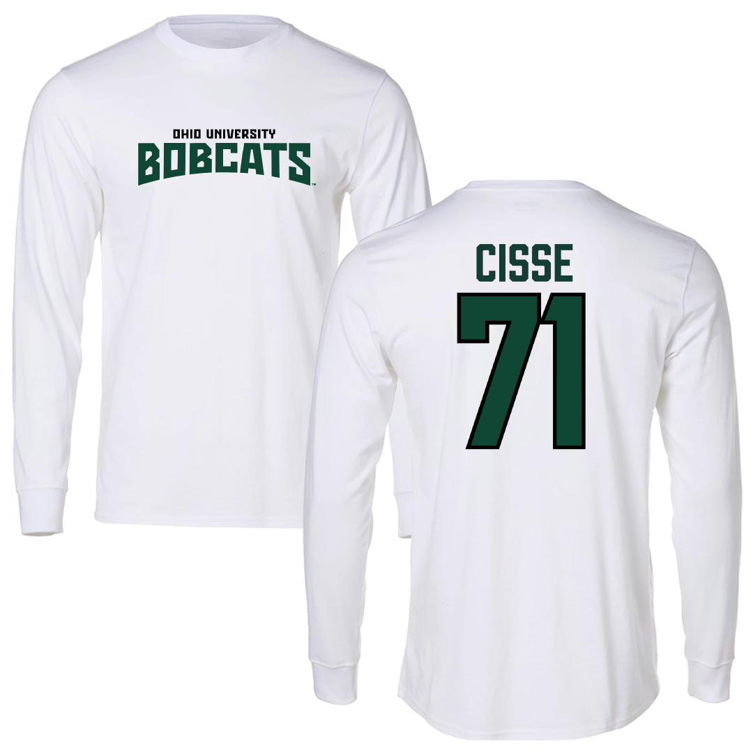 Ohio University Football White Classic Long Sleeve - #71 Tigana Cisse