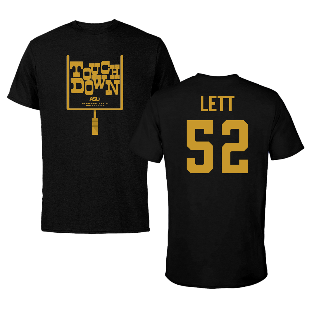 Alabama State University Football Black Touchdown Tee - #52 Trej Lett