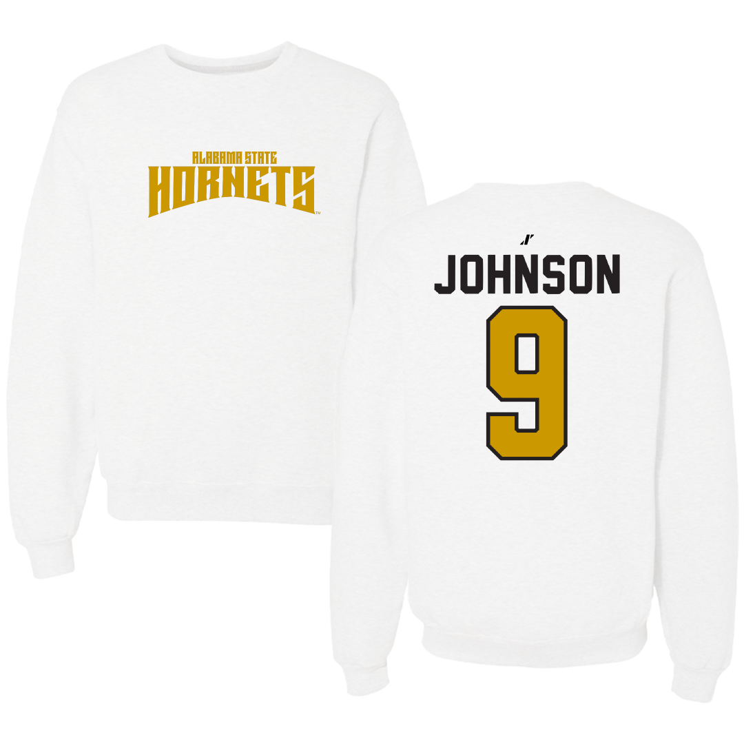 Alabama State University Flag Football White Classic Crewneck - #9 Tiyanna Johnson