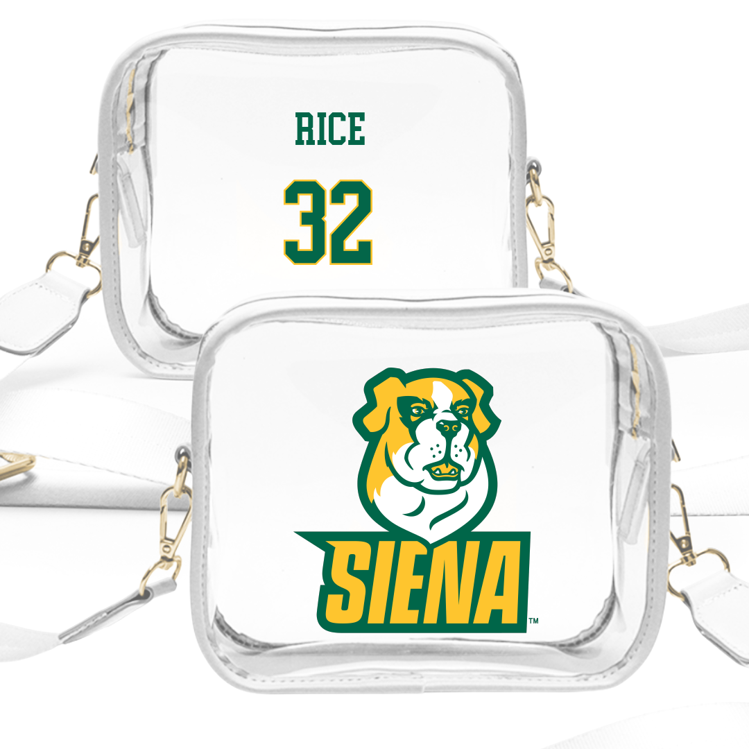 Siena University Baseball White Clear Stadium Bag - #32 Billy Rice