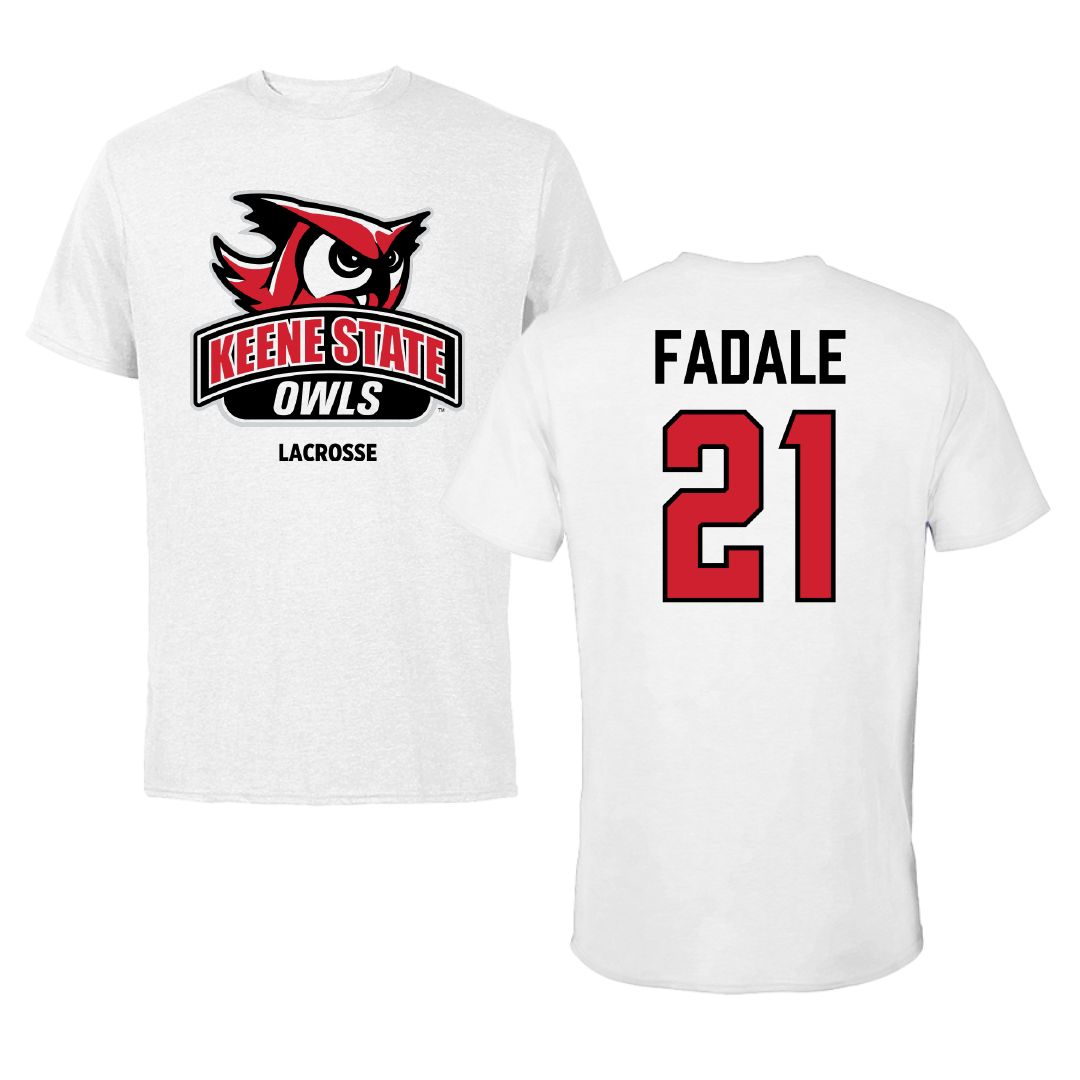 Keene State College Lacrosse (M) White Tee - #21 Dylan Fadale