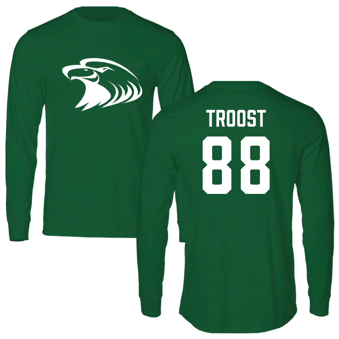 Central Methodist University Football Green Performance Long Sleeve - #88 Dakota Troost