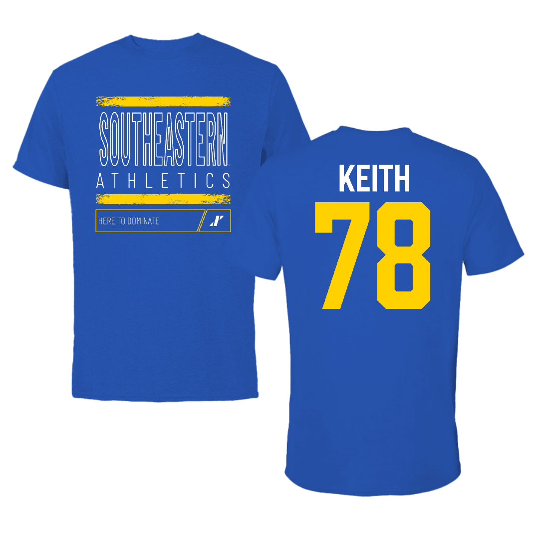 Southeastern Oklahoma State University Football Blue Dominate Tee - #78 Garrett Keith
