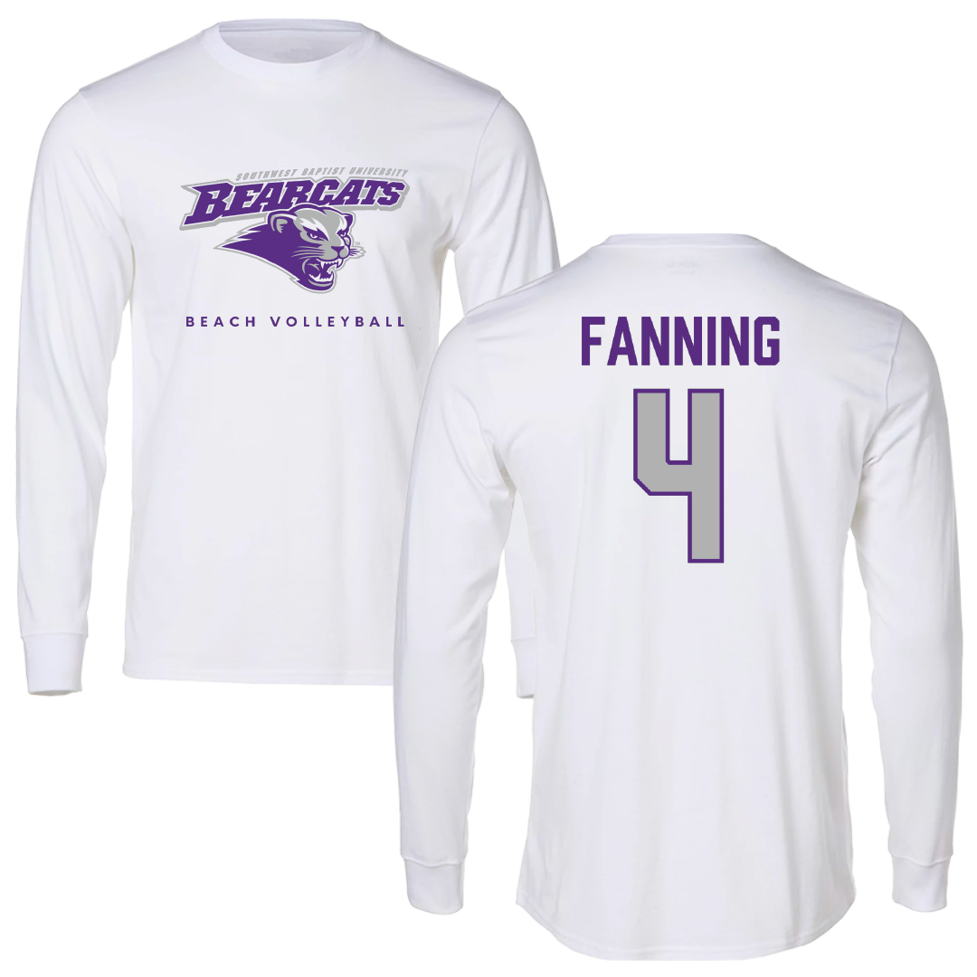 Southwest Baptist University Beach Volleyball White Long Sleeve - #4 Addison Fanning