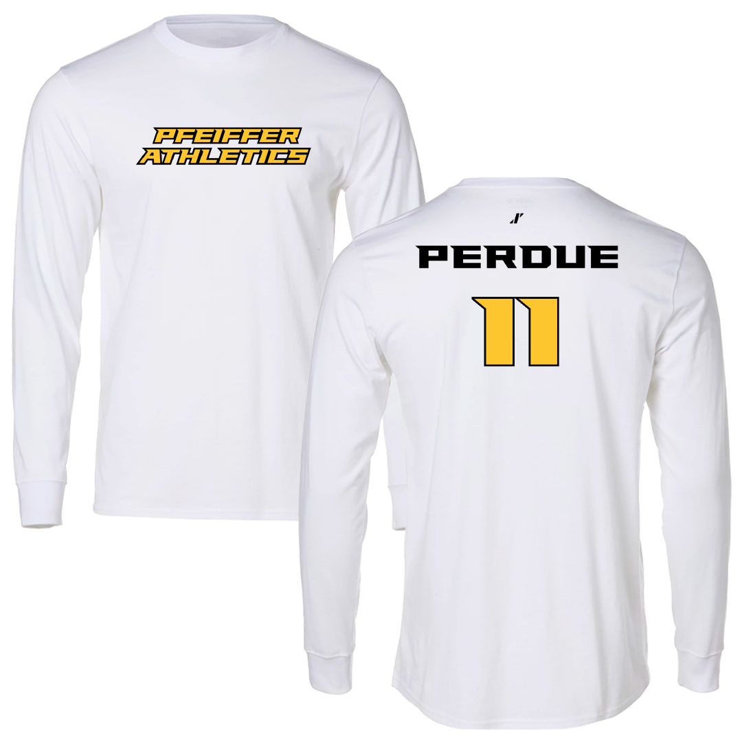Pfeiffer University Softball White Performance Long Sleeve - #11 Ky Perdue