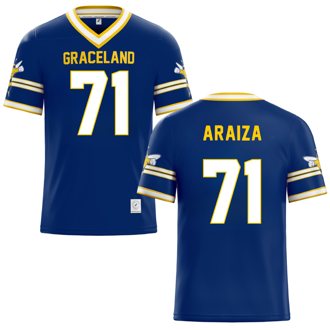 Graceland University Blue Football Jersey - #71 Ryan Araiza