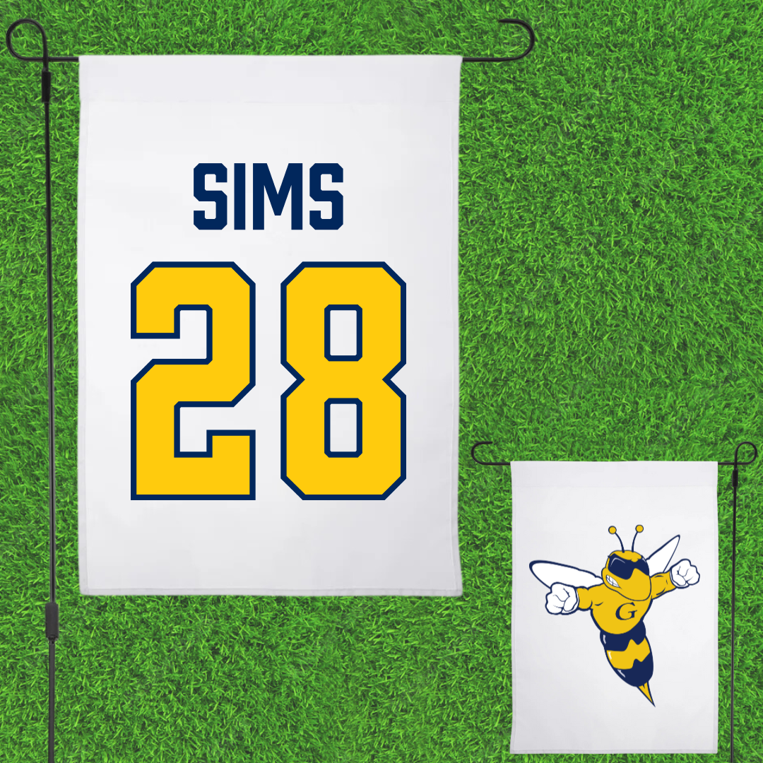 Graceland University Baseball White Garden Flag - #28 Ashtyn Sims