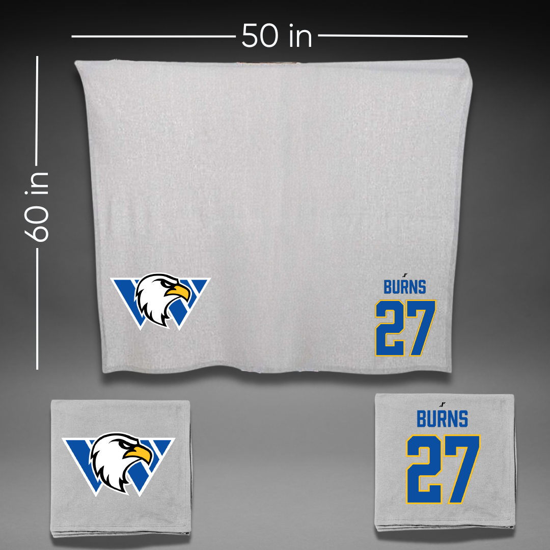 Williams Baptist University Baseball Gray Blanket - #27 Noah Burns