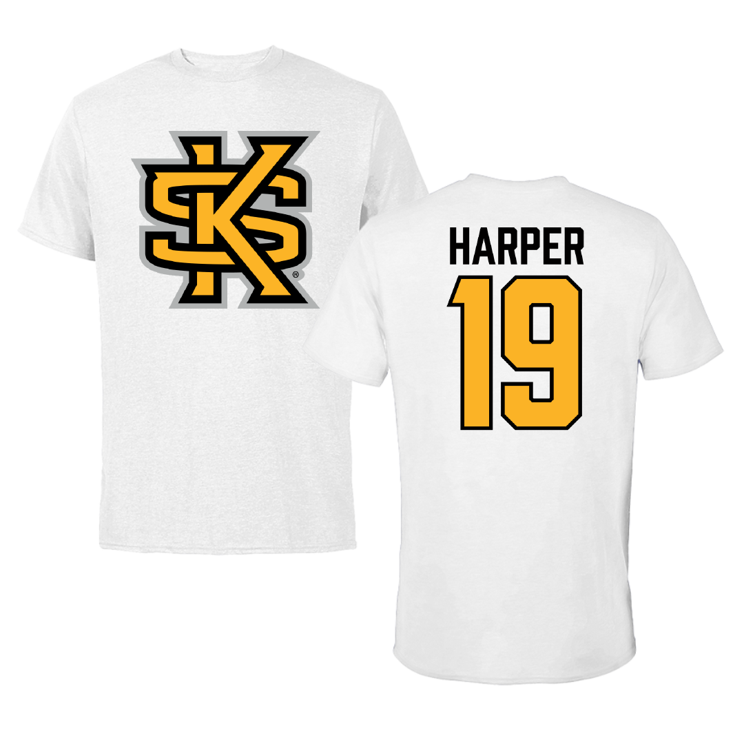 Kennesaw State University Football White Performance Tee - #19 Elijah Harper
